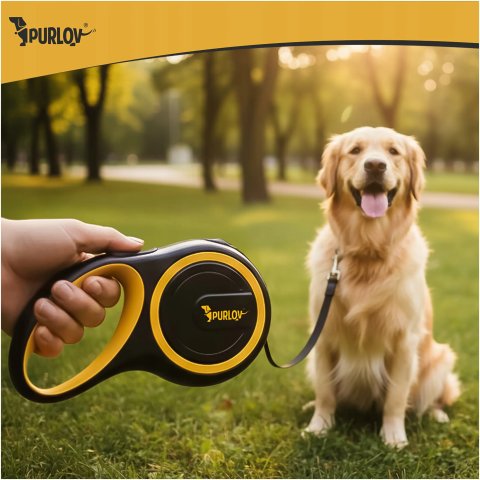 Smycz Automatyczna dla Dużego Psa PURLOV 8m 50kg Mocna Taśma z Blokadą XXL Waga produktu z opakowaniem jednostkowym: 0.522 kg