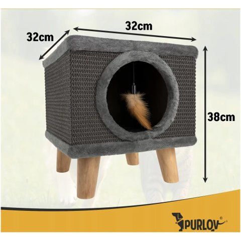 Drapak dla Kota Legowisko Domek dla Kotów Budka Posłanie Stabilny + Zabawka Wysokość (cm): do 60 cm