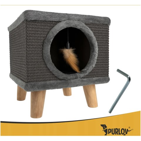 Drapak dla Kota Legowisko Domek dla Kotów Budka Posłanie Stabilny + Zabawka Waga produktu z opakowaniem jednostkowym: 3.9 kg