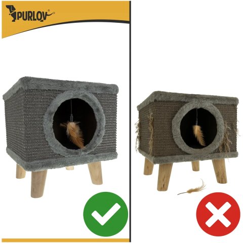 Drapak dla Kota Legowisko Domek dla Kotów Budka Posłanie Stabilny + Zabawka Wzór dominujący: bez wzoru