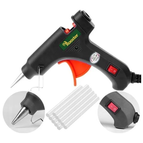 PISTOLET DO KLEJU NA GORĄCO 25W (METALOWA DYSZA) +10 WKŁADÓW KLEJU 7x150mm