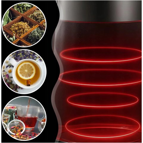 CZAJNIK ELEKTRYCZNY SZKLANY BEZPRZEWODOWY STALOWY 2,2L POJEMNY 2000W Pojemność: 2.2 l