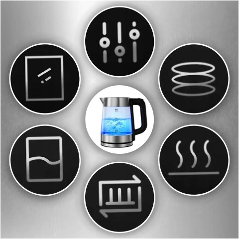 CZAJNIK ELEKTRYCZNY SZKLANY BEZPRZEWODOWY STALOWY 2,2L POJEMNY 2000W