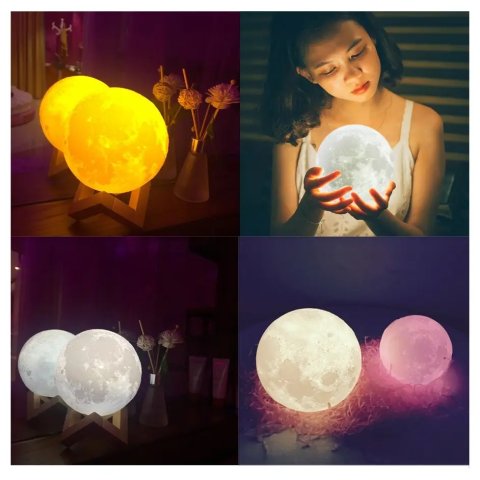 LAMPKA NOCNA 3D Księżyc 48cm MOONLIGHT RGB + pilot Zasilanie: sieciowe