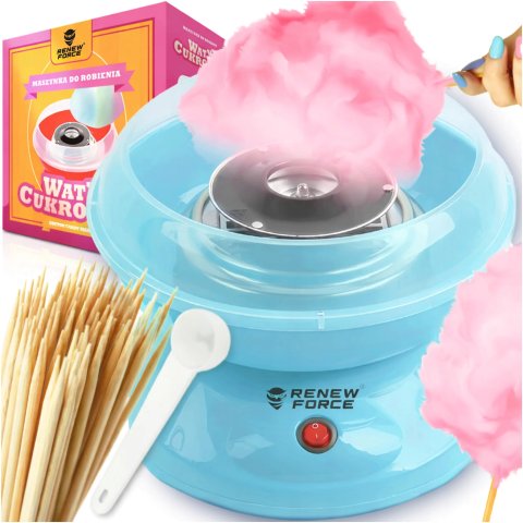 MASZYNKA MASZYNA DO ROBIENIA WATY CUKROWEJ DOMOWA IMPREZA + PATYCZKI ZESTAW