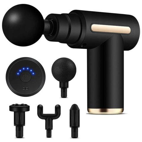 MASAŻER CIAŁA PISTOLET DO MASAŻU GUN + 4 KOŃCÓWKI + AKUMULATOR USB-C
