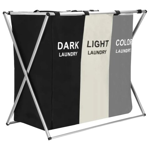 KOSZ ORGANIZER 146L NA PRANIE ODZIEŻ BIELIZNĘ 3 KOMORY XL SKŁADANY MOCNY