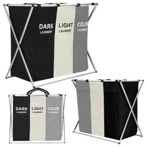 KOSZ ORGANIZER 146L NA PRANIE ODZIEŻ BIELIZNĘ 3 KOMORY XL SKŁADANY MOCNY Materiał wykonania: poliester