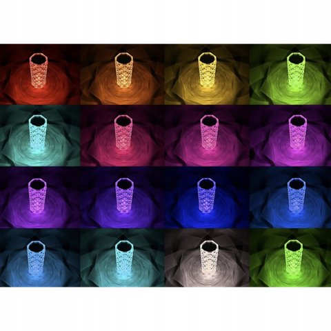 Lampka Kryształowa Róża LED Lampa Diamentowa Nocna Dotykowa + Pilot RGB, Rodzaj gwintu zintegrowane źródło LED