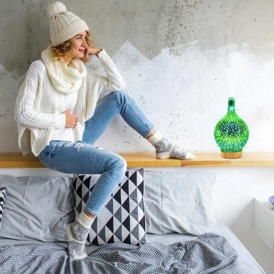 NAWILŻACZ POWIETRZA DYFUZOR ZAPACHOWY AROMATERAPIA JONIZATOR LAMPKA NOCNA, Wysokość produktu 24 cm