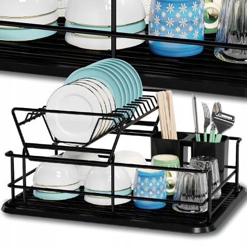 Ale Hity | SUSZARKA DO NACZYŃ DWUPOZIOMOWA OCIEKACZ TALERZE + POJEMNIK NA SZCZTUĆCE