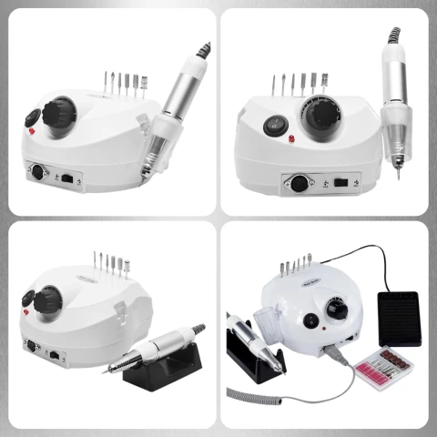 FREZARKA DO PAZNOKCI MANICURE PEDICURE MOCNA 65W ZESTAW FREZY CERAMICZNE, Stan opakowania oryginalne