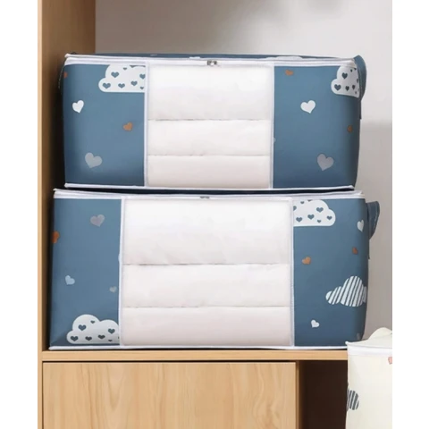 DUŻY ORGANIZER POJEMNIK POKROWIEC Na UBRANIA POŚCIEL KOŁDRĘ KOCE XXL 72L, Długość 40 cm