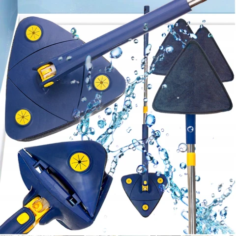 MOP TRÓJKĄTNY Z WYCISKACZEM PŁASKI OBROTOWY 360 STOPNI DO MYCIA PODŁÓG