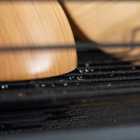 SUSZARKA DO NACZYŃ CZARNA OCIEKACZ NA TALERZE SZTUĆCE METAL DREWNO XXL, Długość 43 cm