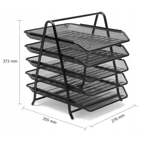 DUŻY ORGANIZER METALOWY PRZYBORNIK SORTER PÓŁKA NA DOKUMENTY 5 SZUFLAD A4 L, Liczba przegródek 5