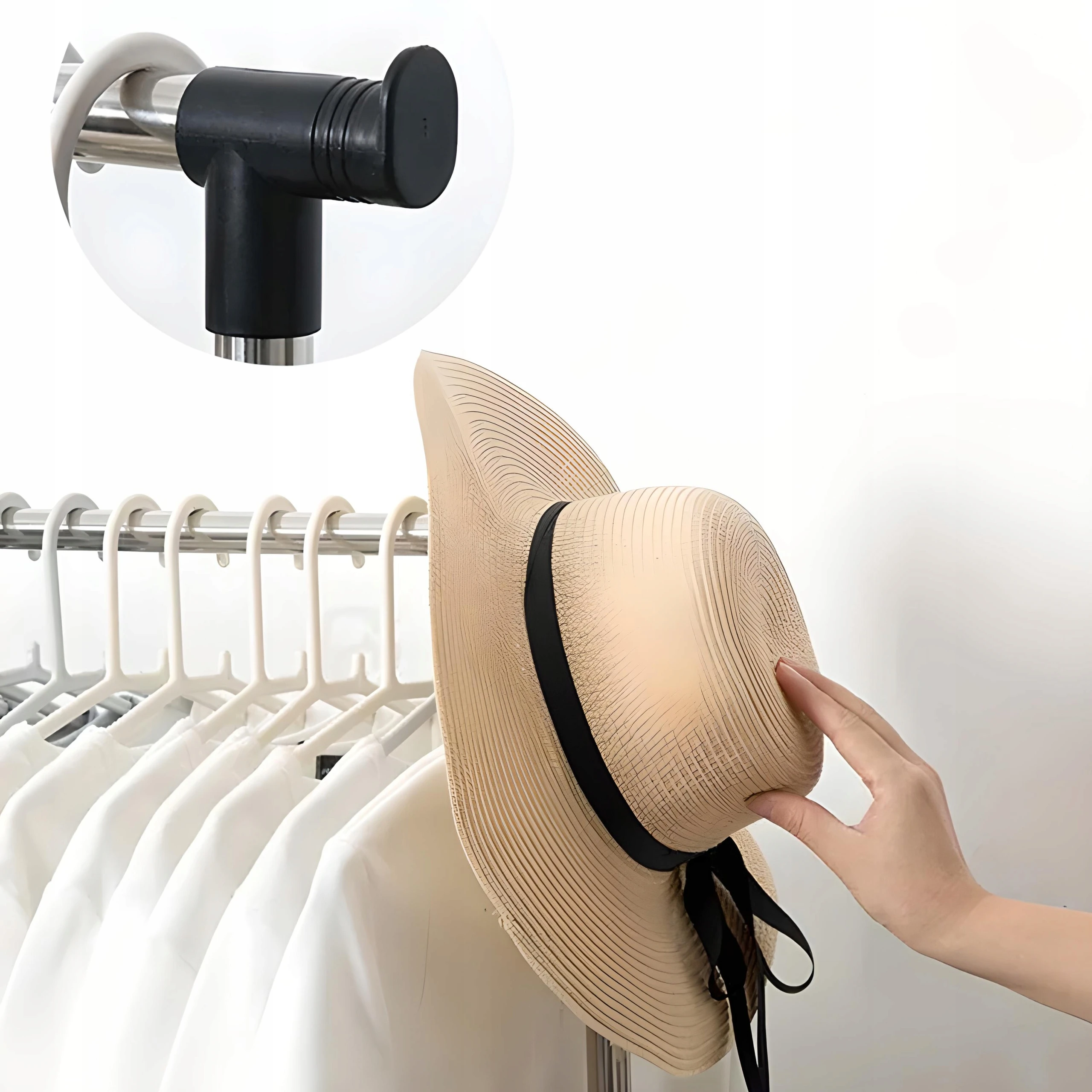 WIESZAK PODWÓJNY STOJĄCY NA KÓŁKACH UBRANIA STOJAK DO GARDEROBY METALOWY XL, Stan opakowania oryginalne