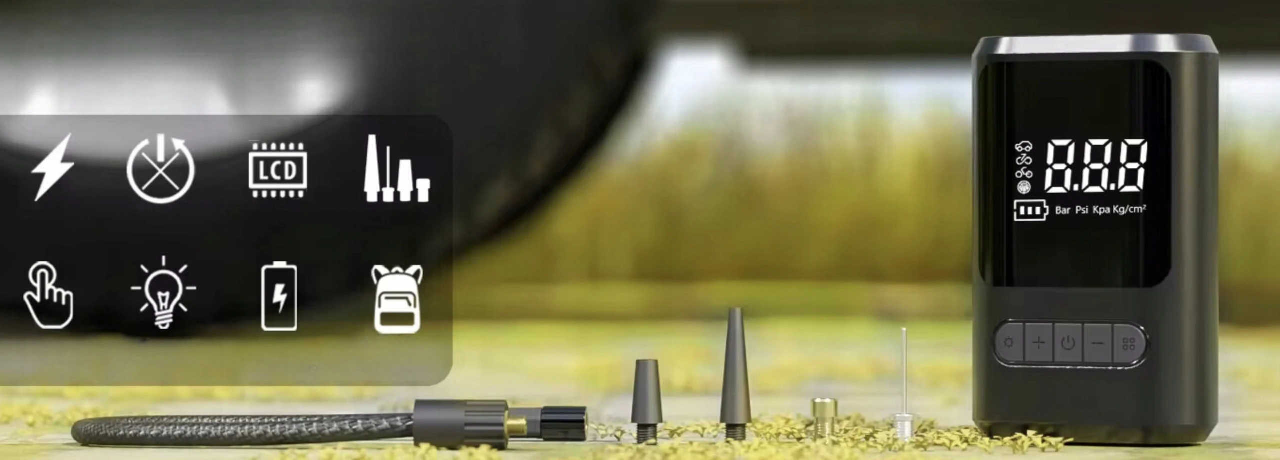 Ale Hity | KOMPRESOR AKUMULATOROWY SAMOCHODOWY BEZPRZEWODOWY pompka + POWERBANK LED