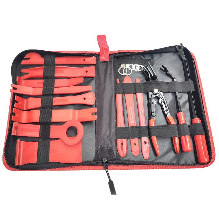 Ściągacze do demontażu tapicerki, radia w aucie, szczypce 19 elementów