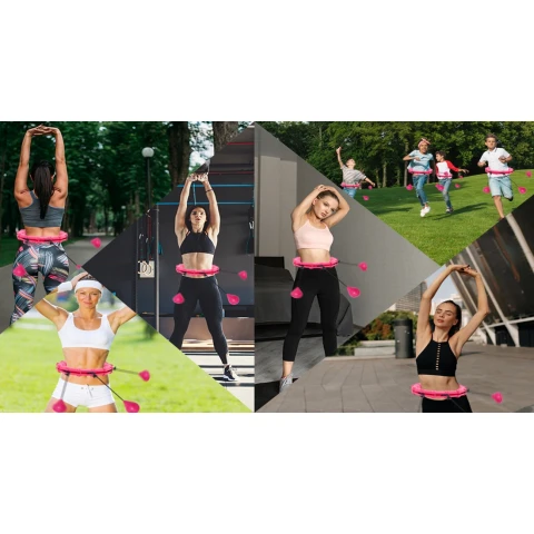 HULA HOP ODCHUDZAJĄCE Z OBCIĄŻENIEM WYPUSTKI MASAŻER METALOWE ŁOŻYSKA SMART, Kolor dominujący czarny