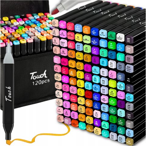 MARKERY ALKOHOLOWE 120 SZT Flamastry Mazaki Pisaki Dwustronne Pro + TORBA