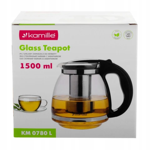 DZBANEK SZKLANY ZAPARZACZ ŻAROODPORNY KAMILLE 1,5L, Stan opakowania oryginalne