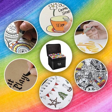 Ale Hity | MARKERY ALKOHOLOWE 120 SZT Flamastry Mazaki Pisaki Dwustronne Pro + TORBA