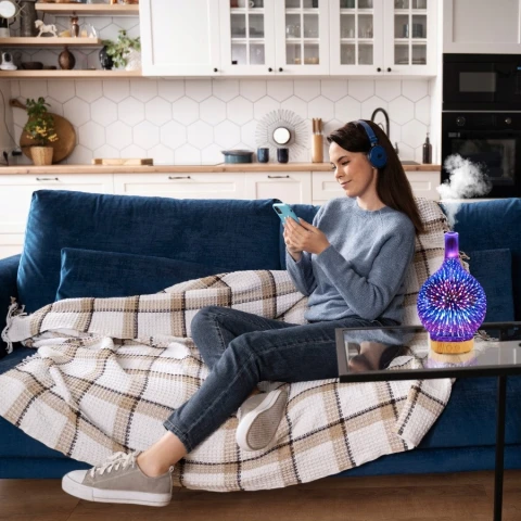 NAWILŻACZ POWIETRZA DYFUZOR ZAPACHOWY AROMATERAPIA JONIZATOR LAMPKA NOCNA, Szerokość produktu 13 cm