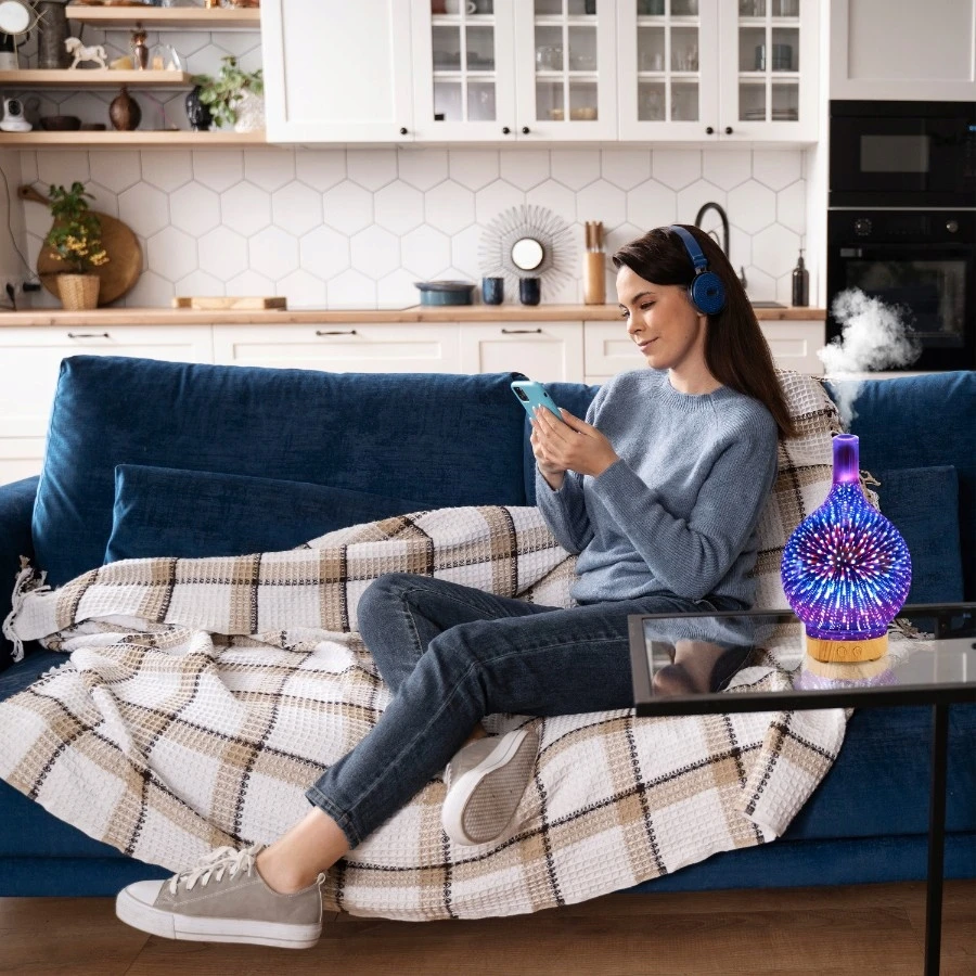 NAWILŻACZ POWIETRZA DYFUZOR ZAPACHOWY AROMATERAPIA JONIZATOR LAMPKA NOCNA, Szerokość produktu 13 cm