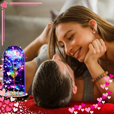 WIECZNA RÓŻA W SZKLE ŚWIECĄCA LED PREZENT NA WALENTYNKI DZIEŃ KOBIET MAMY, Waga produktu z opakowaniem jednostkowym 0.5 kg