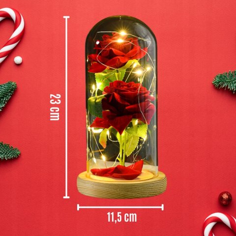 Ale Hity | WIECZNA RÓŻA W SZKLE ŚWIECĄCA LED PREZENT PUDEŁKO NA ŚWIĘTA JAK PRAWDZIWA