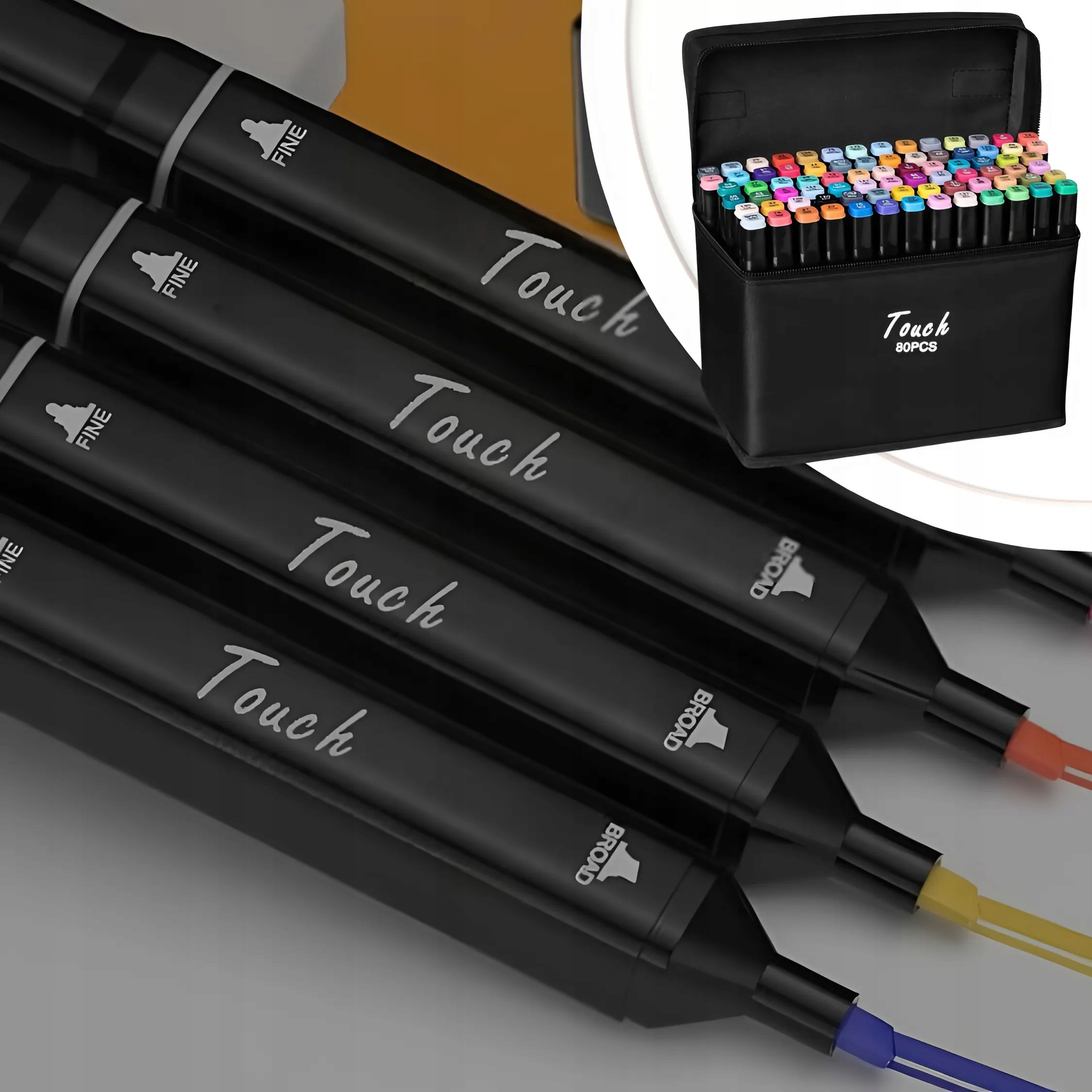 MARKERY ALKOHOLOWE 80 SZT Flamastry Mazaki Pisaki Dwustronne Pro + TORBA, Liczba sztuk w zestawie 80 szt.