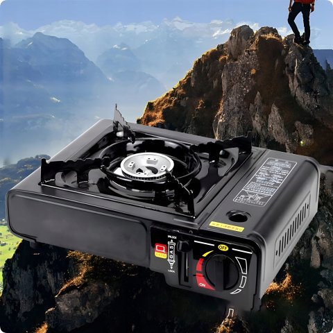 KUCHENKA GAZOWA TURYSTYCZNA PRZENOŚNA 2w1 + 4x GAZ WALIZKA ADAPTER NA BUTLE, Materiał stal