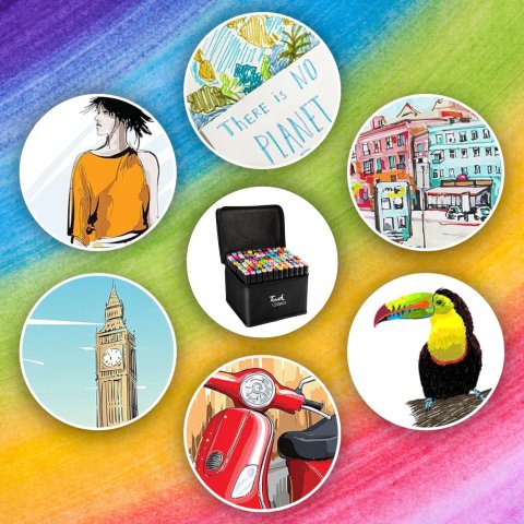 Ale Hity | MARKERY ALKOHOLOWE 120 SZT Flamastry Mazaki Pisaki Dwustronne Pro + TORBA