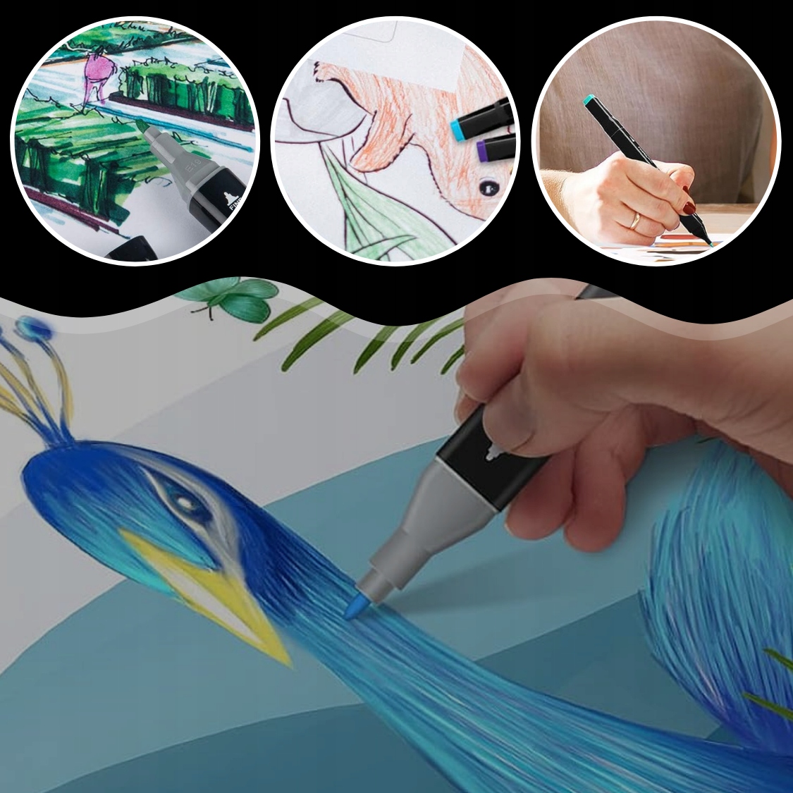 Ale Hity | MARKERY ALKOHOLOWE 80 SZT Flamastry Mazaki Pisaki Dwustronne Pro + TORBA