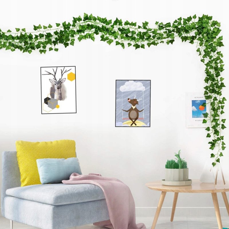 Ale Hity | SZTUCZNY BLUSZCZ x 12 SZTUK Na Ścianę Balkon Girlanda Sztuczne Liście 25 M