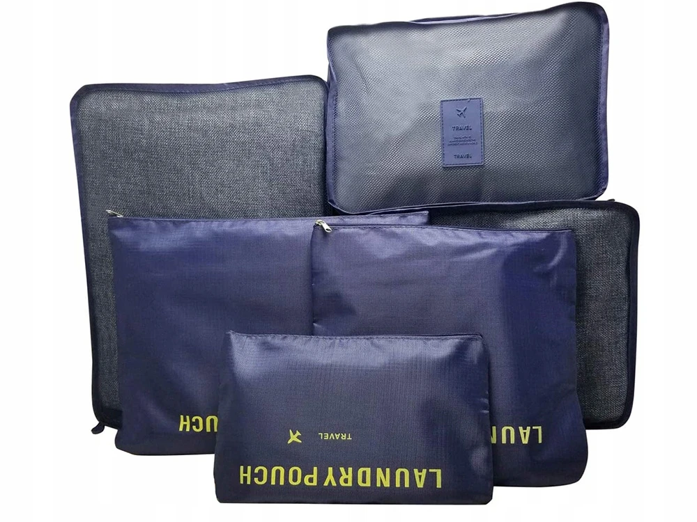 ORGANIZERY PODRÓŻNE DO WALIZKI SIATKI NA PRANIE X6 TURYSTYCZNE NA UBRANIA, Wysokość 12 cm