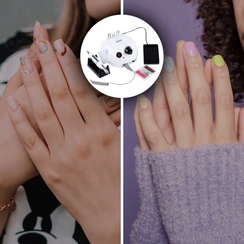 FREZARKA DO PAZNOKCI MANICURE PEDICURE MOCNA 65W ZESTAW FREZY CERAMICZNE, Napięcie 230 V