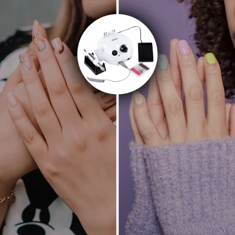 FREZARKA DO PAZNOKCI MANICURE PEDICURE MOCNA 65W ZESTAW FREZY CERAMICZNE, Napięcie 230 V