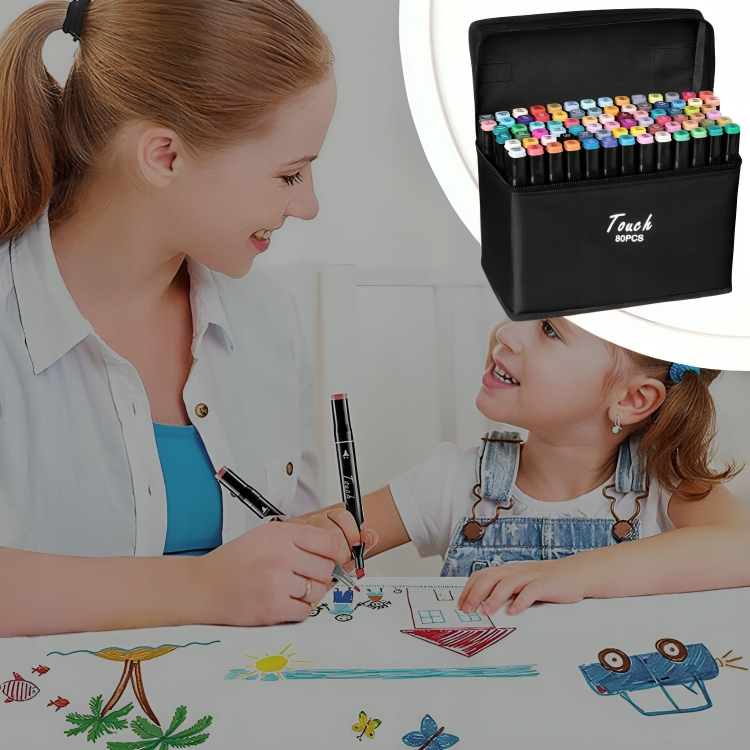 Ale Hity | MARKERY ALKOHOLOWE 80 SZT Flamastry Mazaki Pisaki Dwustronne Pro + TORBA