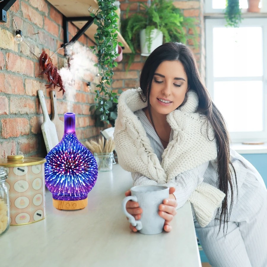 NAWILŻACZ POWIETRZA DYFUZOR ZAPACHOWY AROMATERAPIA JONIZATOR LAMPKA NOCNA, Waga produktu 0.46 kg