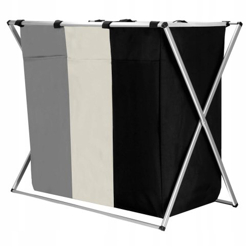 KOSZ ORGANIZER 146L NA PRANIE ODZIEŻ BIELIZNĘ 3 KOMORY XL SKŁADANY MOCNY, Szerokość produktu 68 cm