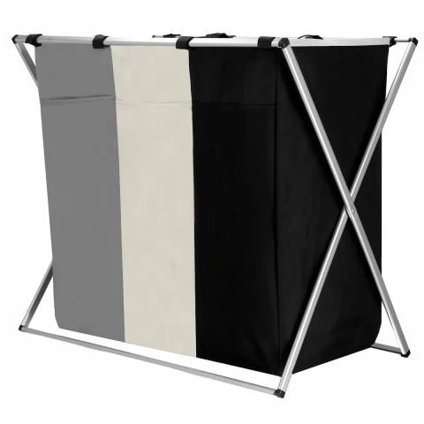 KOSZ ORGANIZER 146L NA PRANIE ODZIEŻ BIELIZNĘ 3 KOMORY XL SKŁADANY MOCNY, Szerokość produktu 68 cm