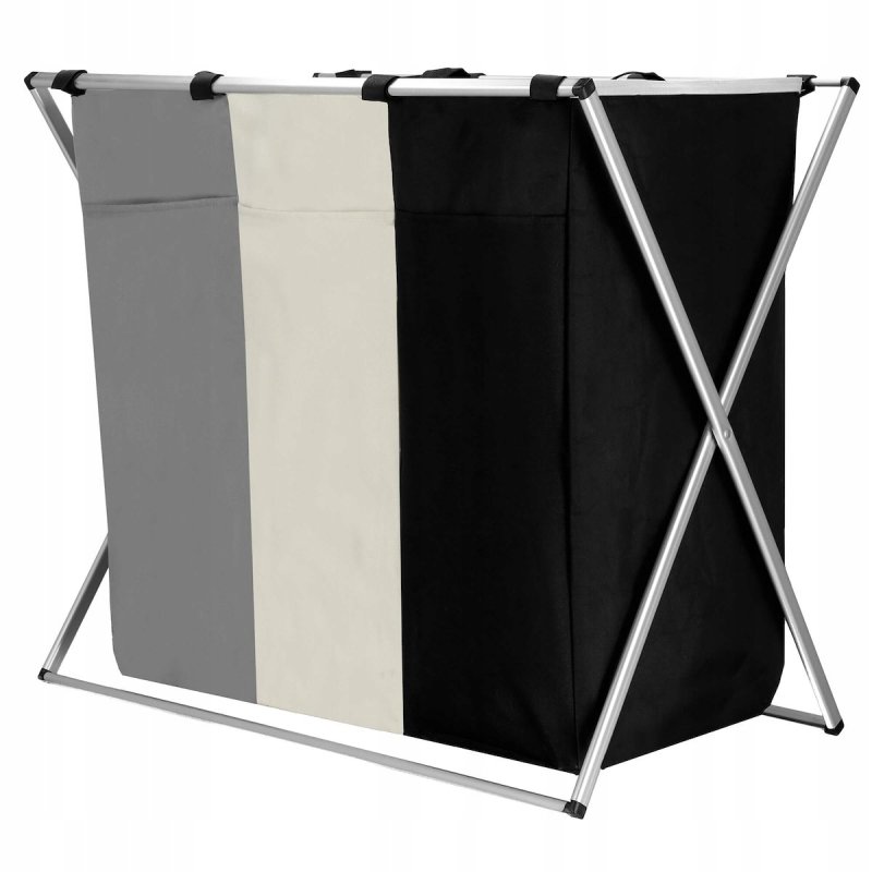 KOSZ ORGANIZER 146L NA PRANIE ODZIEŻ BIELIZNĘ 3 KOMORY XL SKŁADANY MOCNY, Szerokość produktu 68 cm