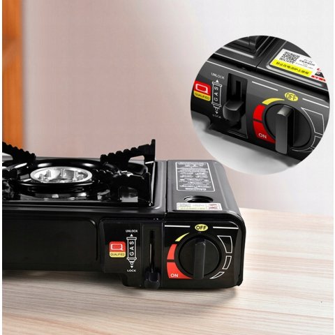 KUCHENKA GAZOWA TURYSTYCZNA PRZENOŚNA 2w1 + 4x GAZ WALIZKA ADAPTER NA BUTLE, Szerokość produktu 34 cm