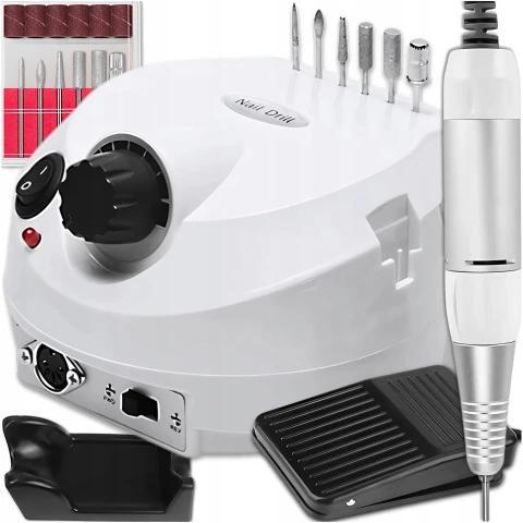 FREZARKA DO PAZNOKCI MANICURE PEDICURE MOCNA 65W ZESTAW FREZY CERAMICZNE