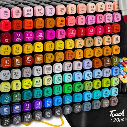 MARKERY ALKOHOLOWE 120 SZT Flamastry Mazaki Pisaki Dwustronne Pro + TORBA, Rodzaj flamastry