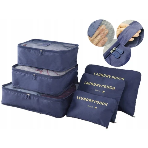 ORGANIZERY PODRÓŻNE DO WALIZKI SIATKI NA PRANIE X6 TURYSTYCZNE NA UBRANIA, Zapięcie zamek