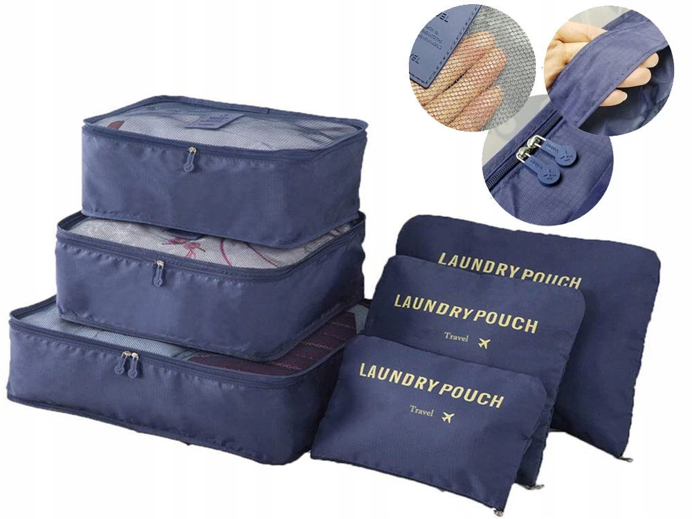 ORGANIZERY PODRÓŻNE DO WALIZKI SIATKI NA PRANIE X6 TURYSTYCZNE NA UBRANIA, Zapięcie zamek