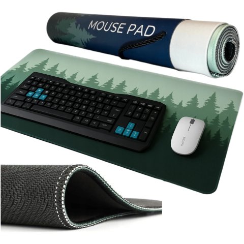 DUŻA PODKŁADKA POD MYSZKĘ 80x40 NA BIURKO LAS NATURA GAMINGOWA NA PREZENT